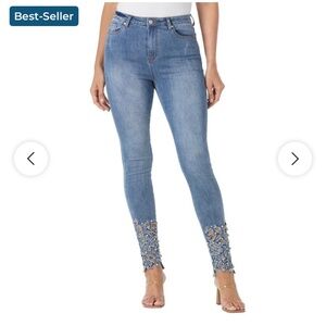 Masseys Cutout Rhinestone Skinny Jeans